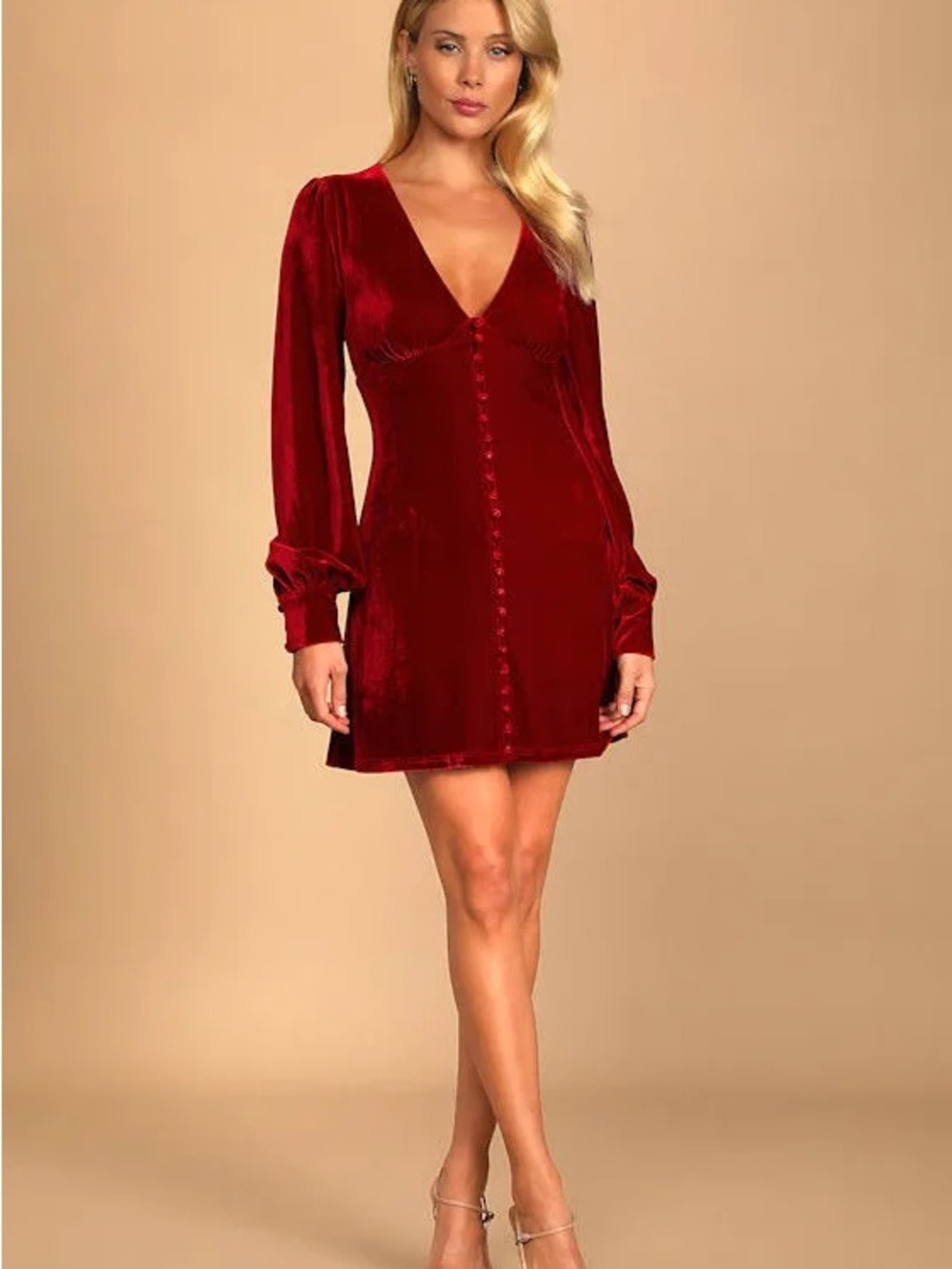 Lulu's Red Velvet Mini Dress